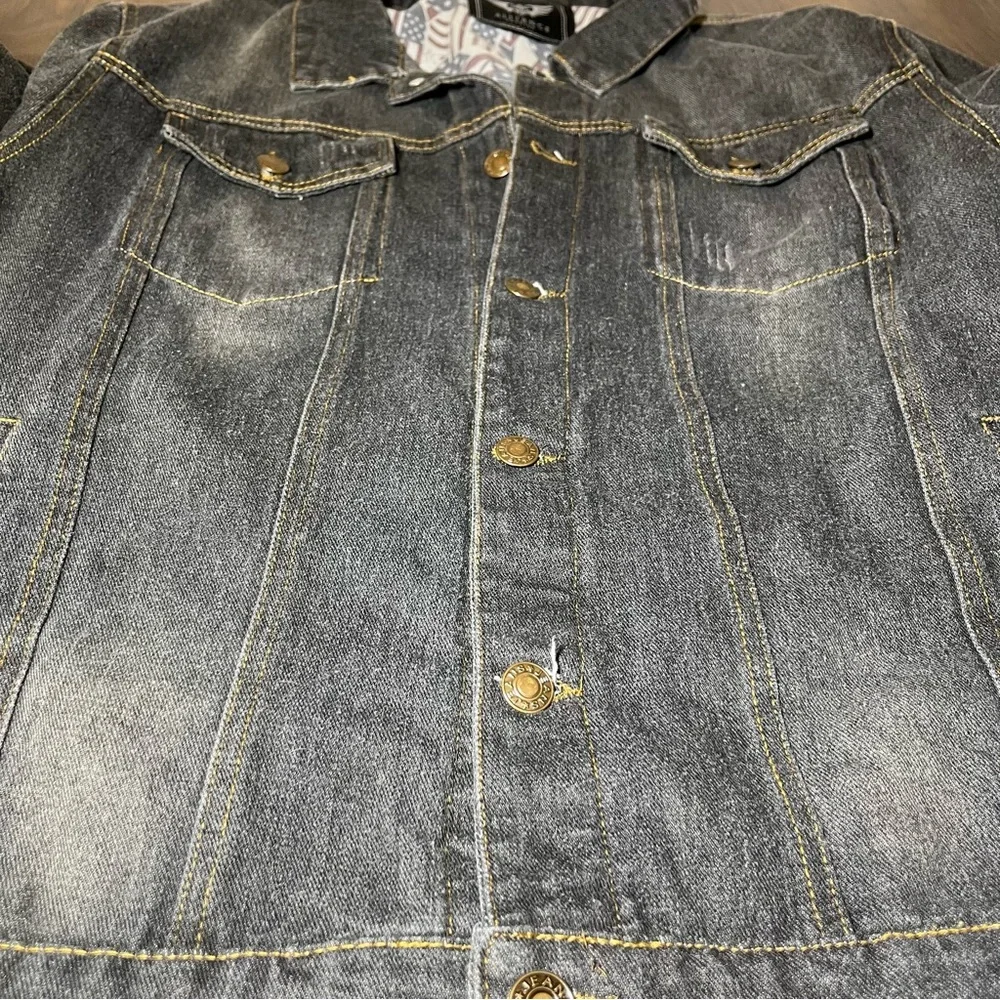 Men's Dark Blue Jean Wash Denim Casual Button Down Jacket - Picture 7 of 7